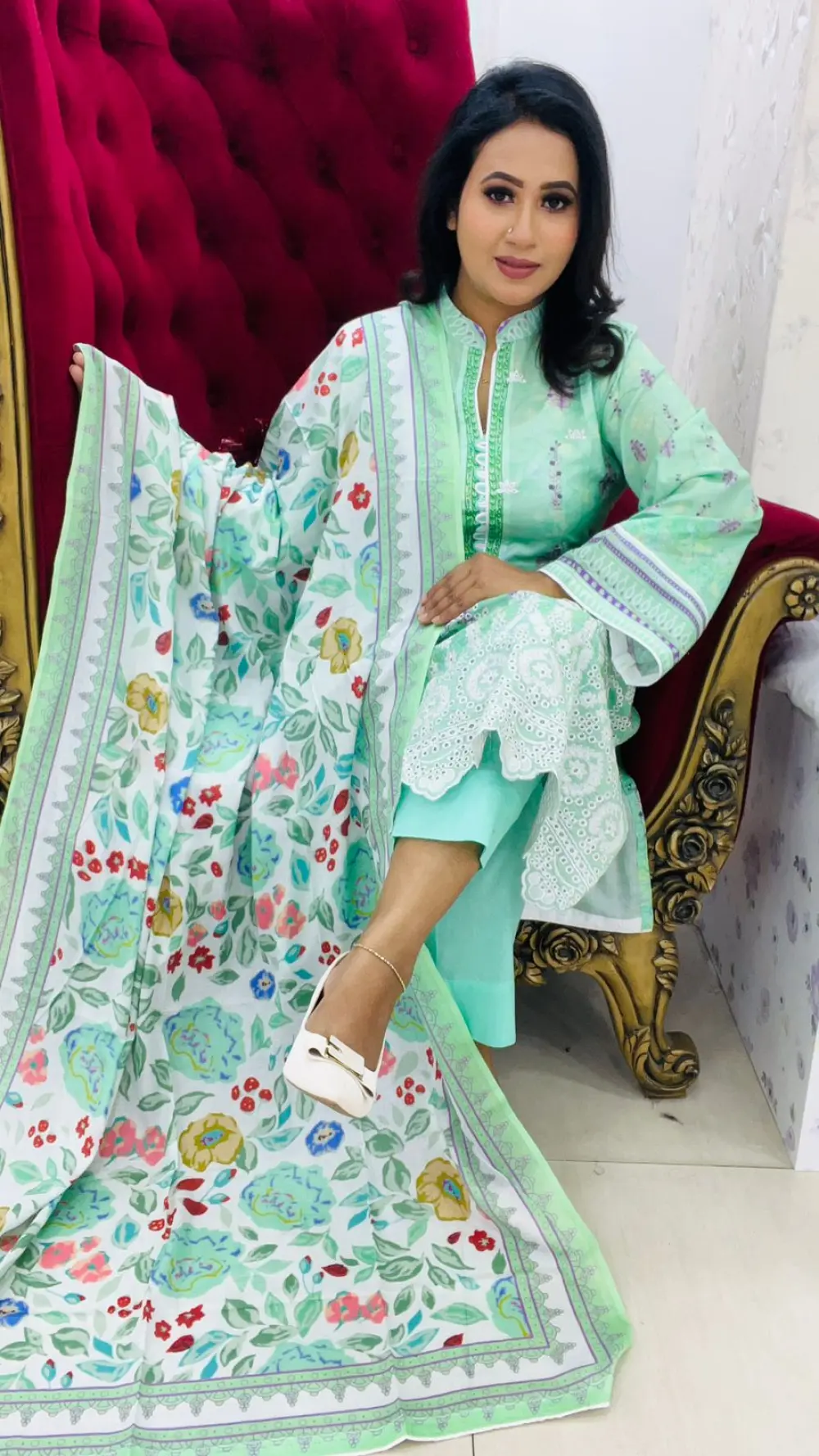 Elegant Soft Cotton Unstitched Three Piece