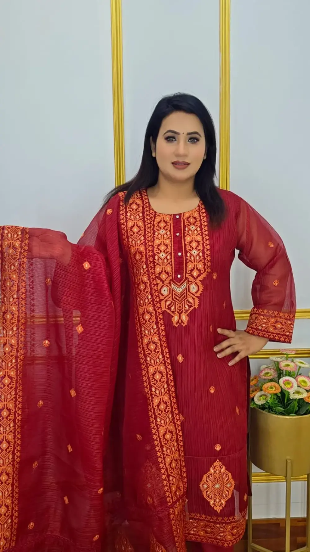 Jamdani Unstitched Four Piece For Women