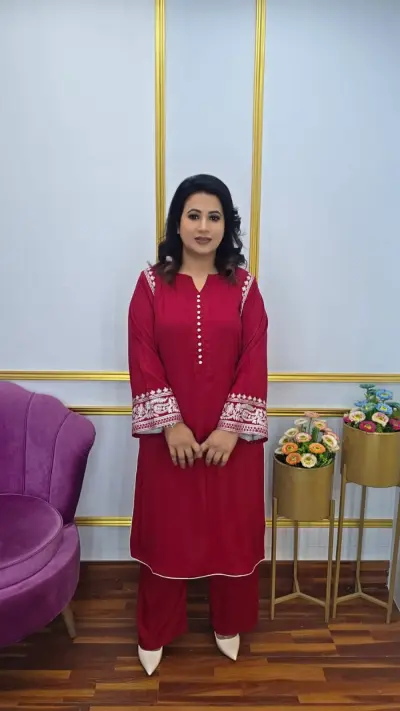 Elegant Embroidered Linen Co-ords Set for Women (Imported Fabric)